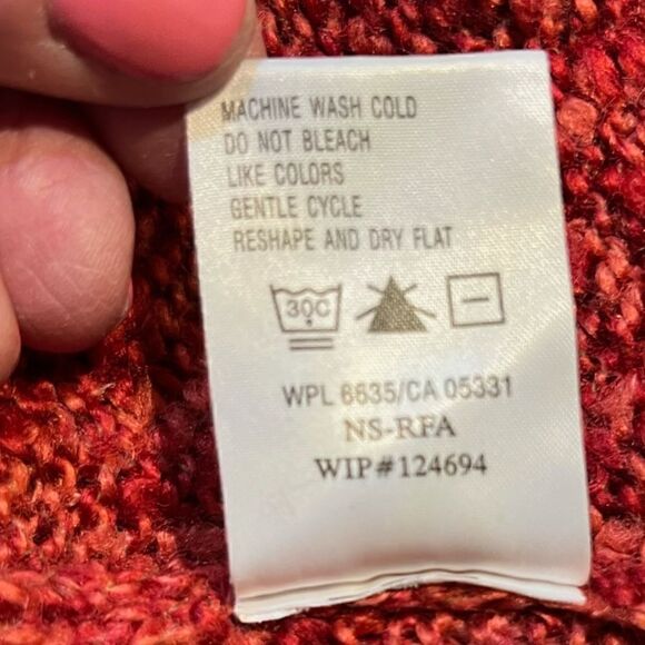 WOOLRICH Long Sleeve 1/4 Zip Pullover Acrylic Wool Red Women’s Size XL - Picture 6 of 6